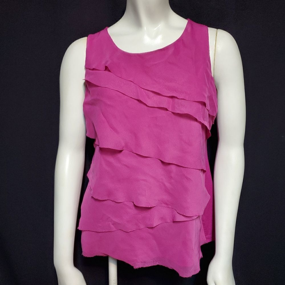 Ann Taylor Purple Ruffle Tank Top (LP) - Picture 2 of 5